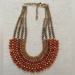 Chico’s - Beaded Necklace in Gold and Orange